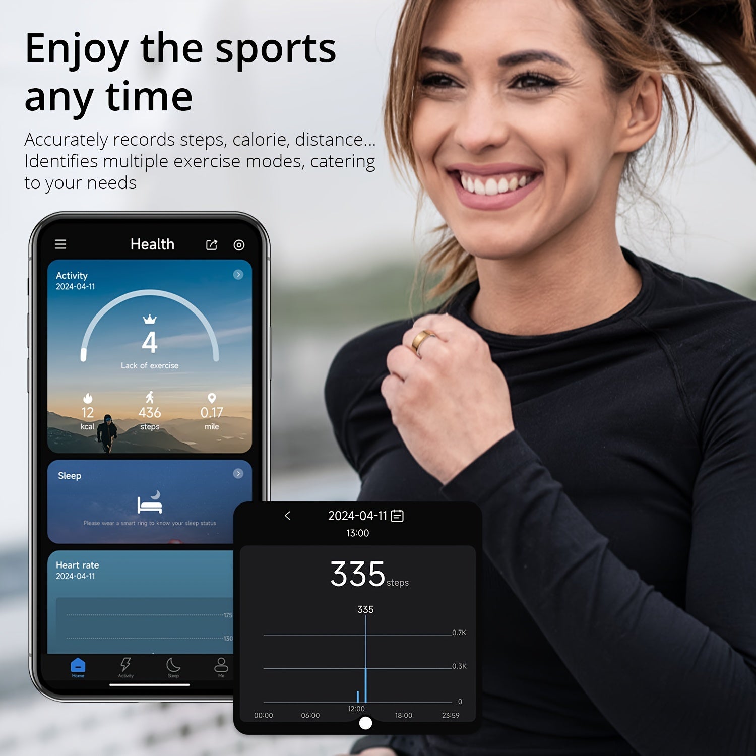 Smart Fitness Tracker Ring - Monitor Steps, Distance, Calories, Sleep, Sports - Perfect Gift for Women and Men with Advanced Health and Wellness Features