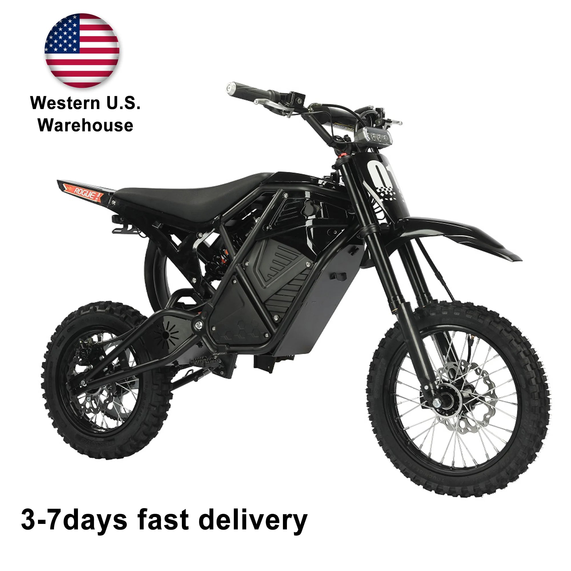US 3-7 Delivery Electric Dirt Bike 48V Lithium Battery Full Suspension Electric Mountain Bike