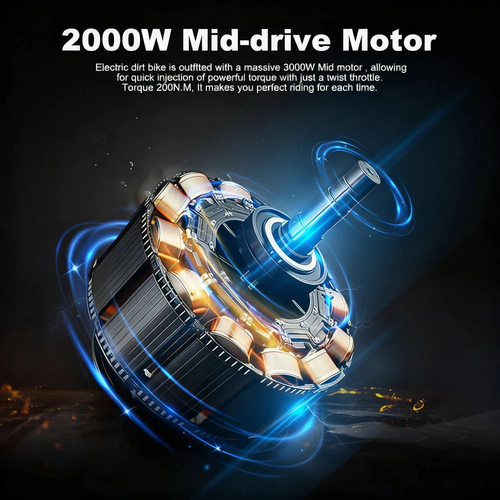 RTR Electric Dirt Bike Long Range Steel Frame Hydraulic Disc Brake Electric Motocross Bike