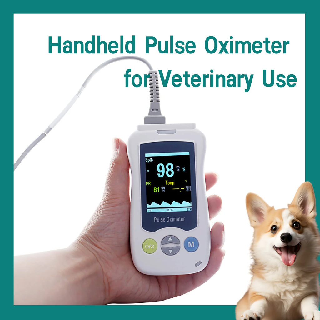 Handheld Pulse Oximeter Monitor for Pulse Rate and Oxygen Saturation Veterinary Medical SPO2 and PR, pet clinic equipment