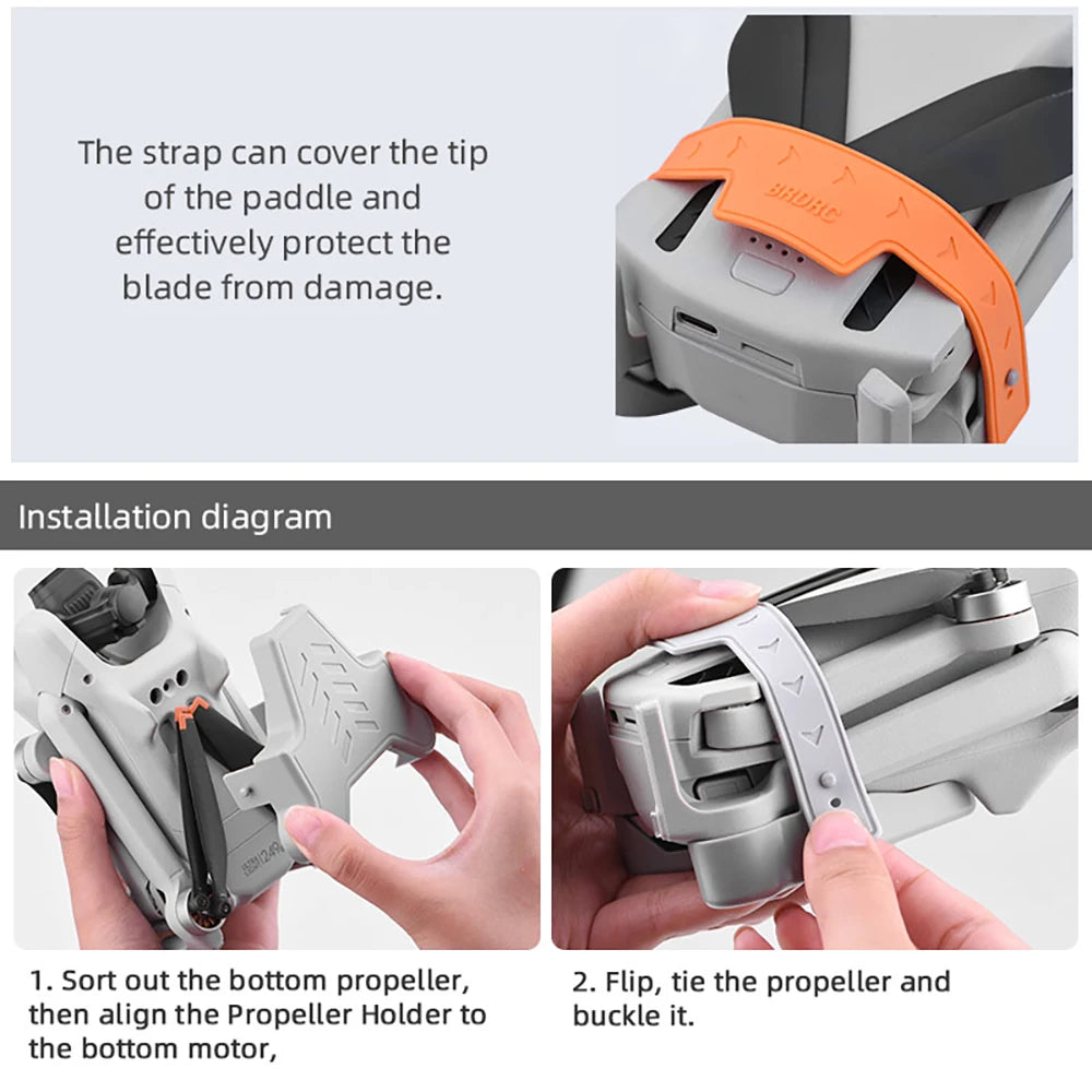 BRDRC Propeller Holder for DJI Mini 3/Mini 3 Pro Drone Wings Stabilizer Protector Blades Fixed Strap Mount Guard Accessories
