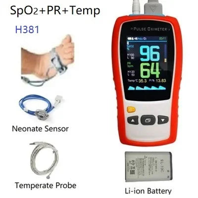 SPO2 PR TEMP 2.8Inch Handheld Pulse Oximeter Neonate Child Adult Medical Monitor