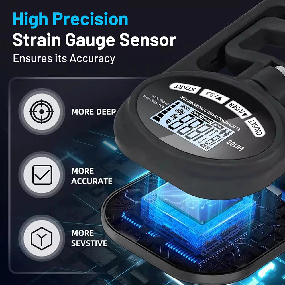 265Lbs/120Kg Digital Hand Dynamometer Grip Grip Strength Tester with LCD Screen for Forearm Training Finger Power Weightlifting