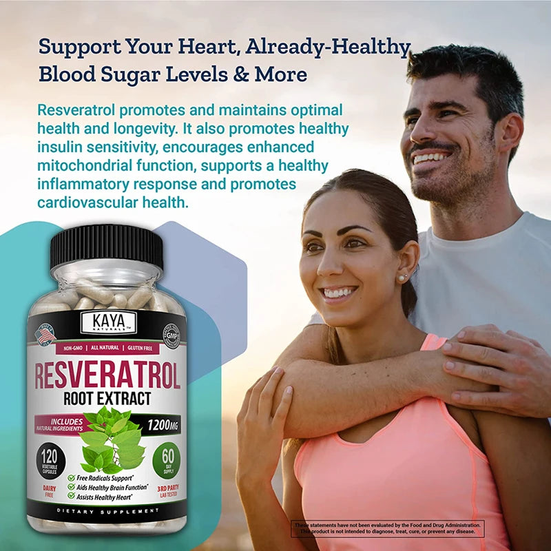 Resveratrol Capsules - Antioxidant Supplement to Support Circulatory Health and Overall Wellness - Non-GMO