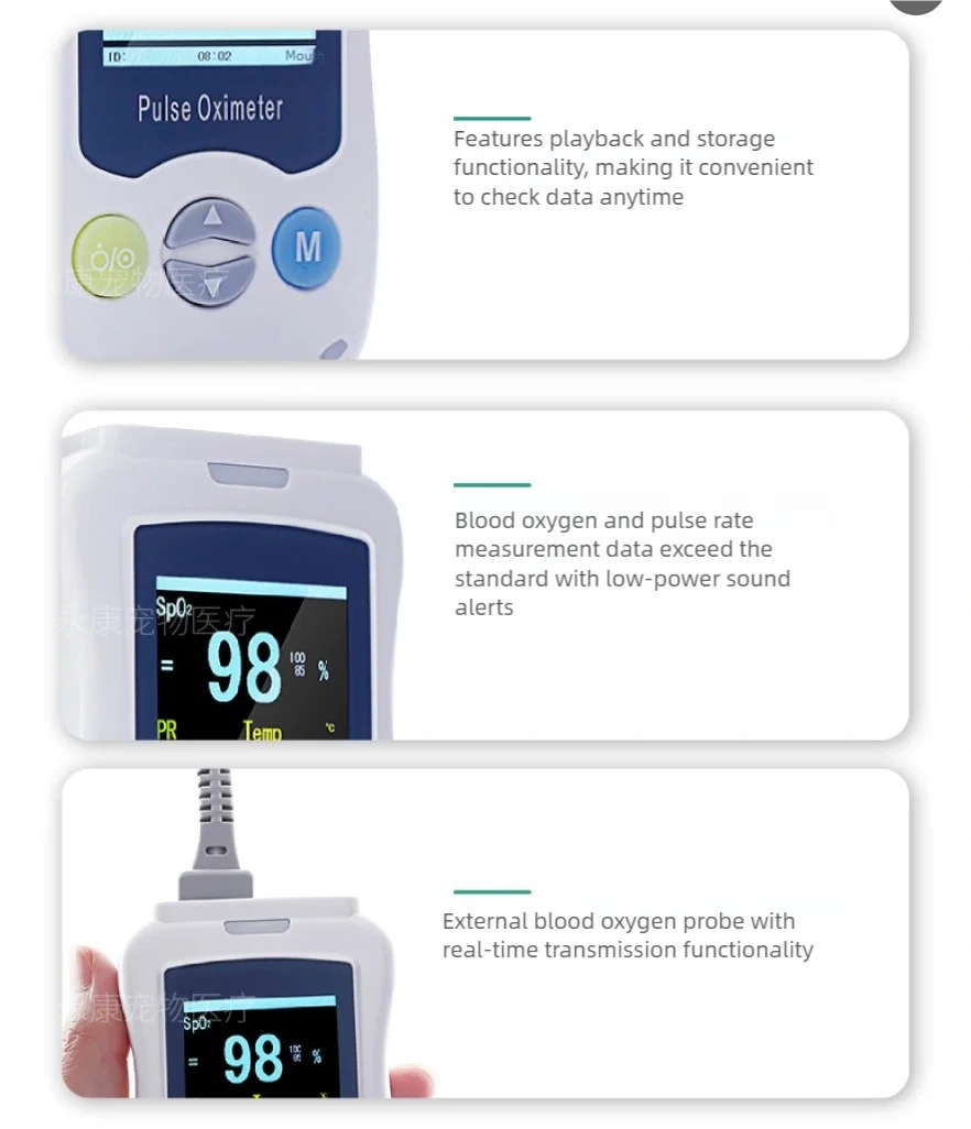 Handheld Pulse Oximeter Monitor for Pulse Rate and Oxygen Saturation Veterinary Medical SPO2 and PR, pet clinic equipment