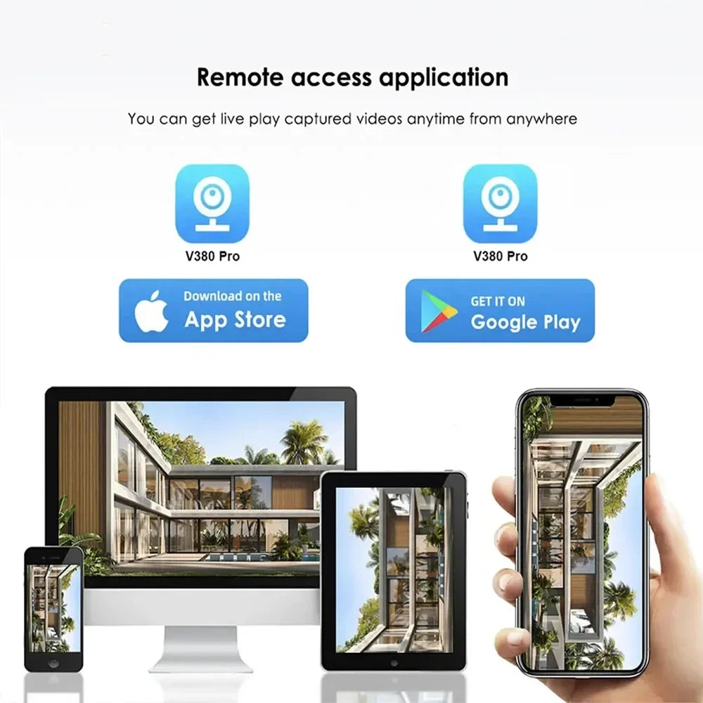 Solar WiFi Security Camera Outdoor 8MP 4K Dual Lens IP CCTV with PIR Night Vision Low Power Battery V380 Pro Wireless Camera