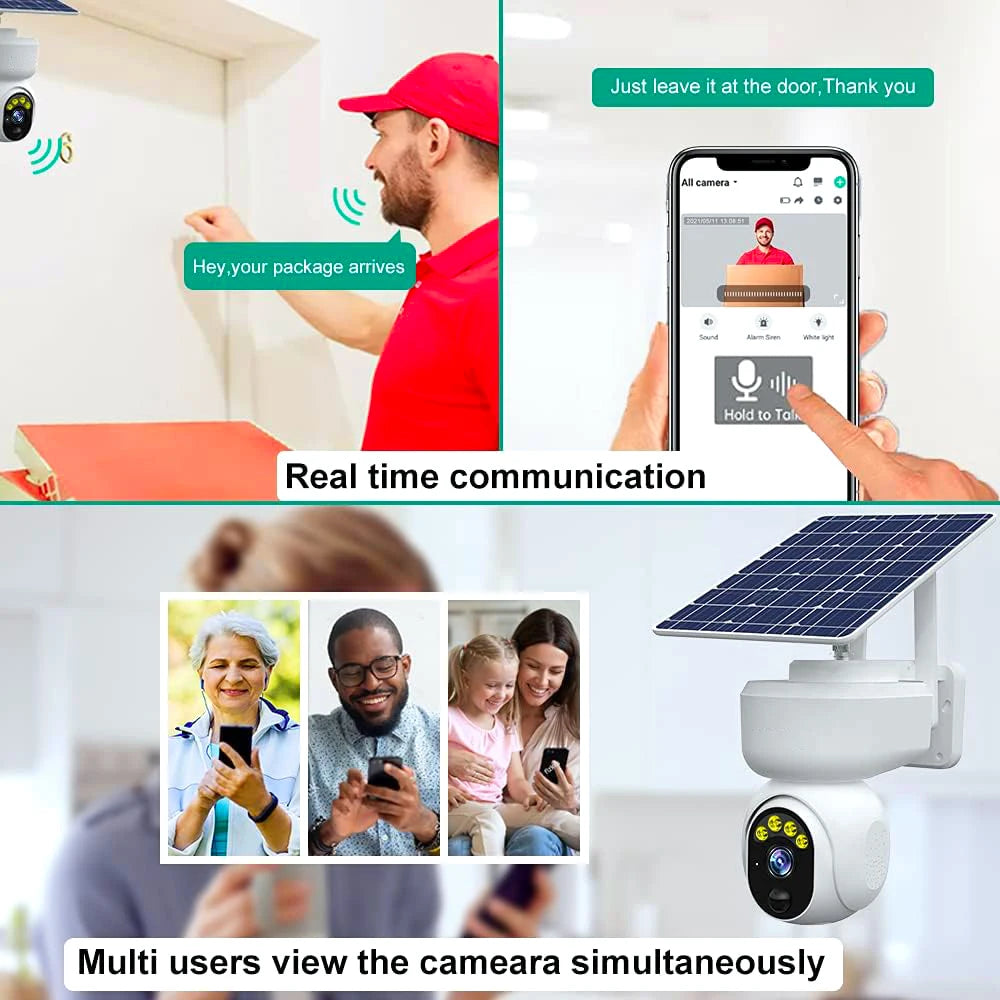 Solar Security Cameras Wireless Outdoor 4MP HD WiFi 4G Outdoor Wireless Video Camera 3.5W Solar Panel 9000 mAh Battery Powered