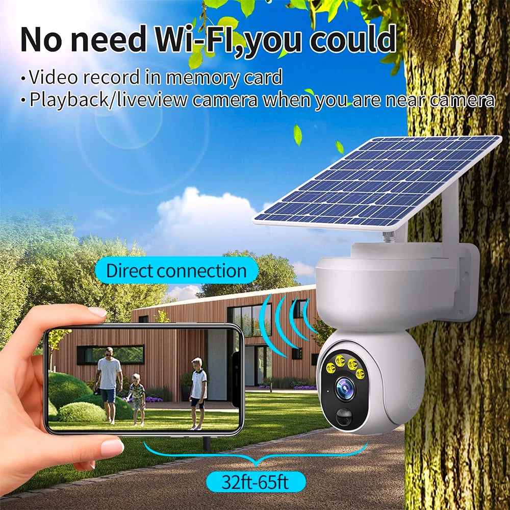 Solar Security Cameras Wireless Outdoor 4MP HD WiFi 4G Outdoor Wireless Video Camera 3.5W Solar Panel 9000 mAh Battery Powered