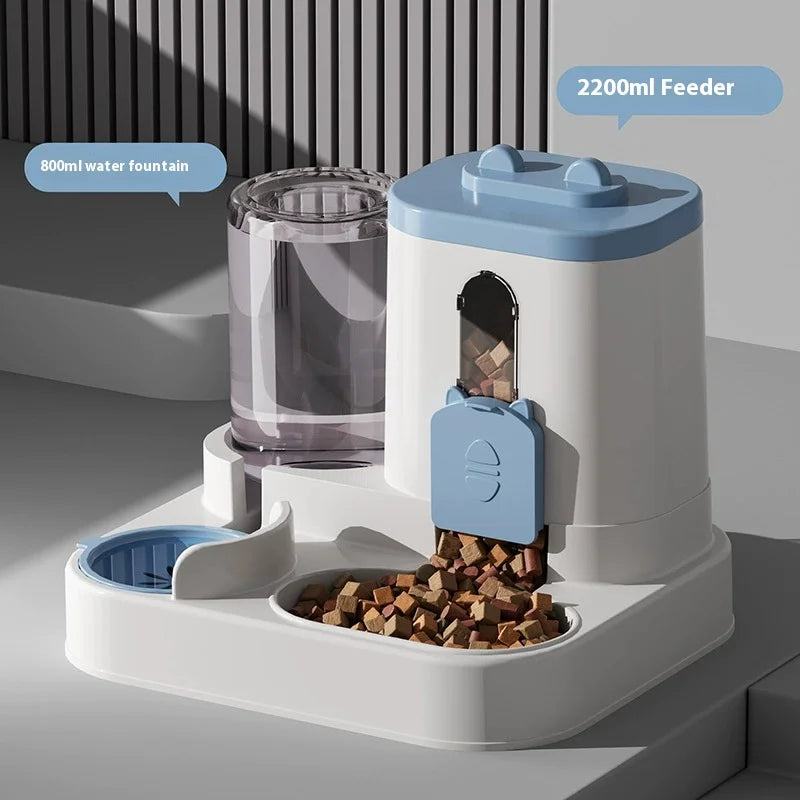 Automatic Dog Cat Feeder and Water Dispenser Gravity Food Feeder and Waterer Set with Pet Food Bowl Universal Pet Products