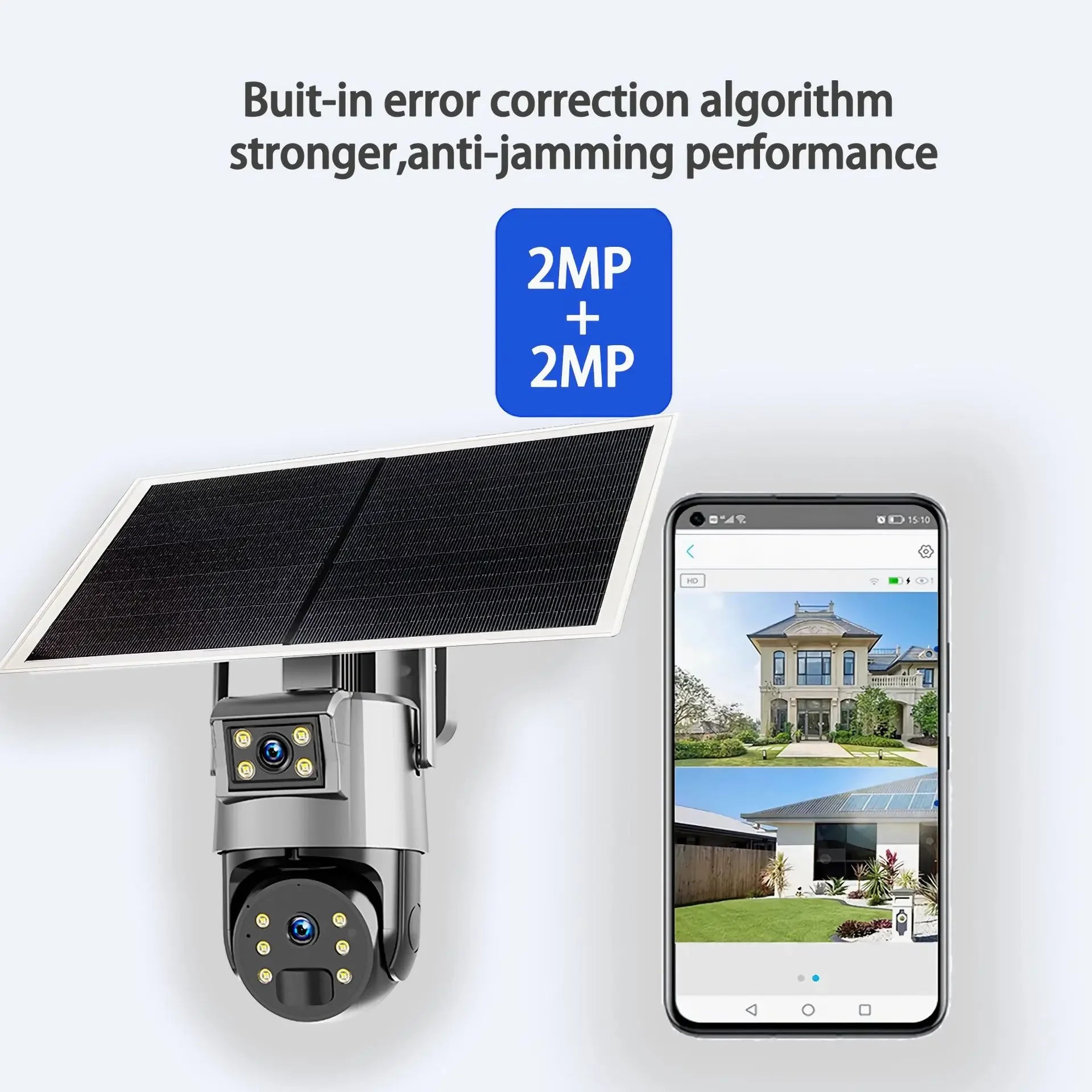 Outdoor Solar Security Camera Lamp Dual Lens 1080P WiFi 4G Alarm 10000mAh PTZ Motion Detect Dual Light Wall Mount