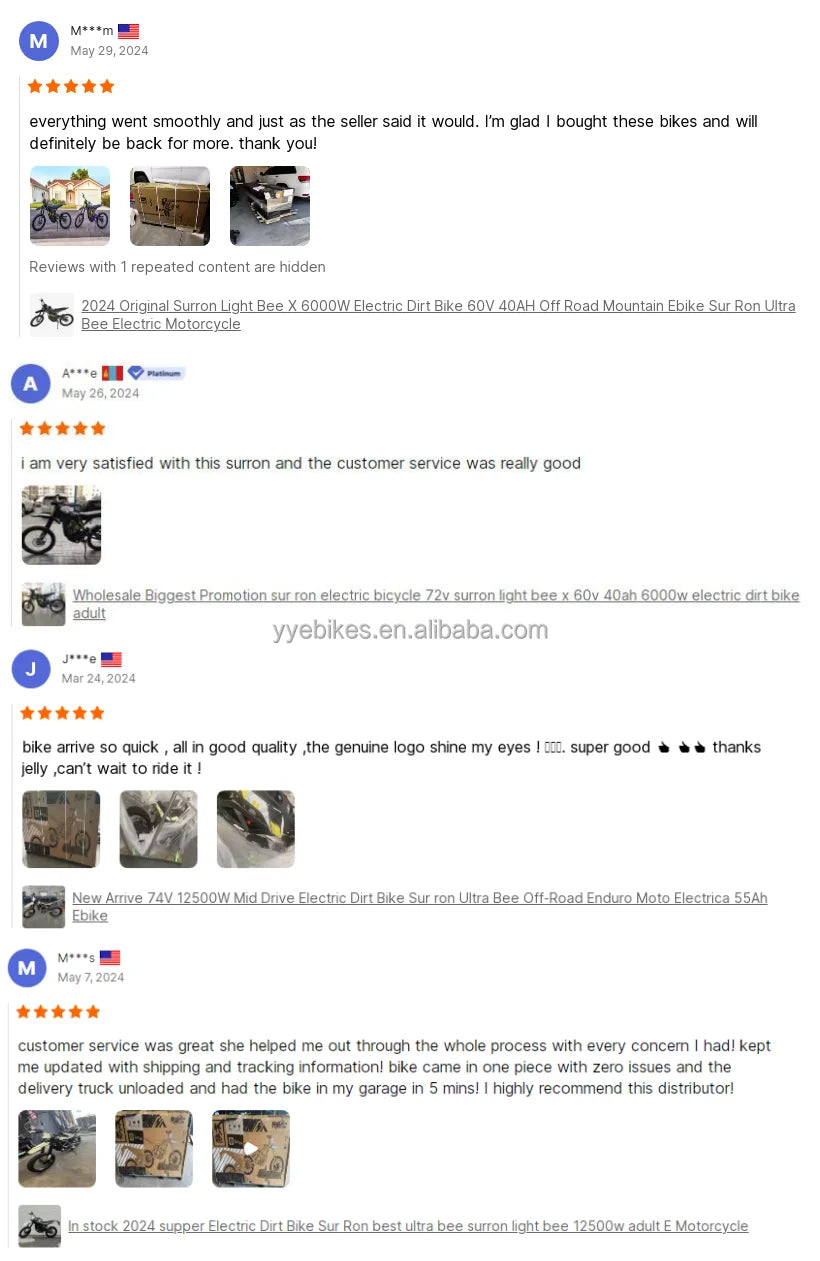 2025 Electric Dirtbike High Torque 5000W Surroon Ultra Bee 2 Hyper Bee E Bike For Kids