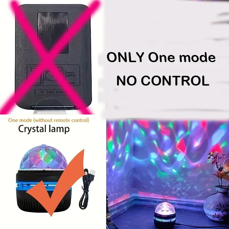 LED Ocean Wave Starry Sky Projector Lamp 1pc 7 Colors Remote Control USB Powered for Kids Room Bedroom Party Ambient Light