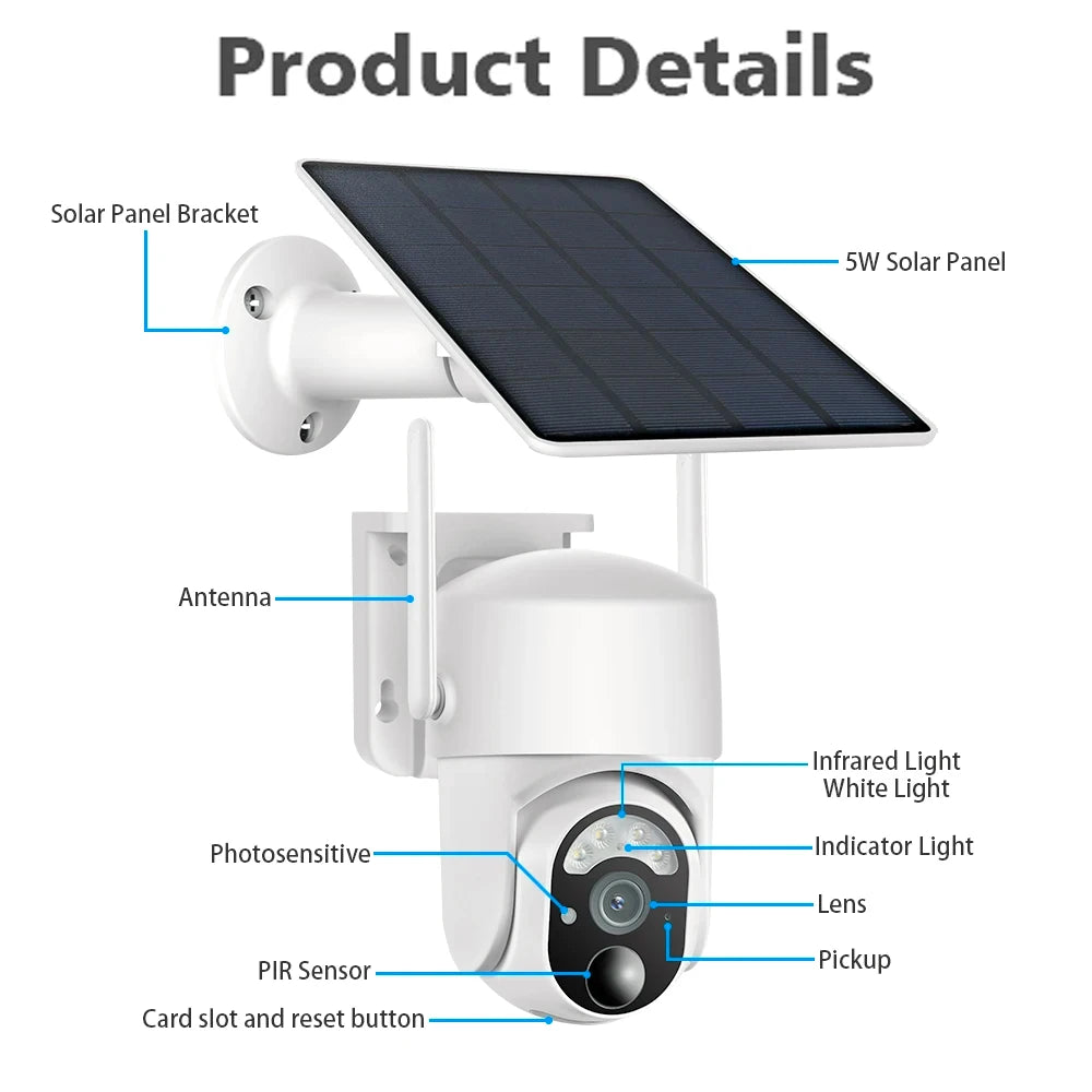 Solar Security Cameras Wireless Outdoor 4MP HD WiFi 4G Outdoor Wireless Video Camera 3.5W Solar Panel 9000 mAh Battery Powered