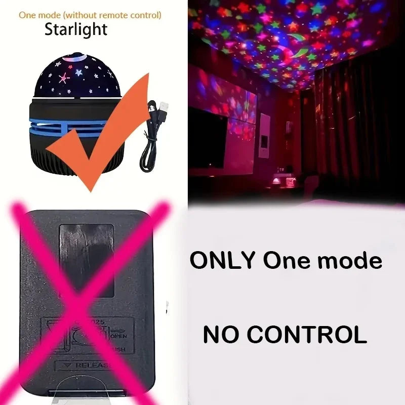 LED Ocean Wave Starry Sky Projector Lamp 1pc 7 Colors Remote Control USB Powered for Kids Room Bedroom Party Ambient Light