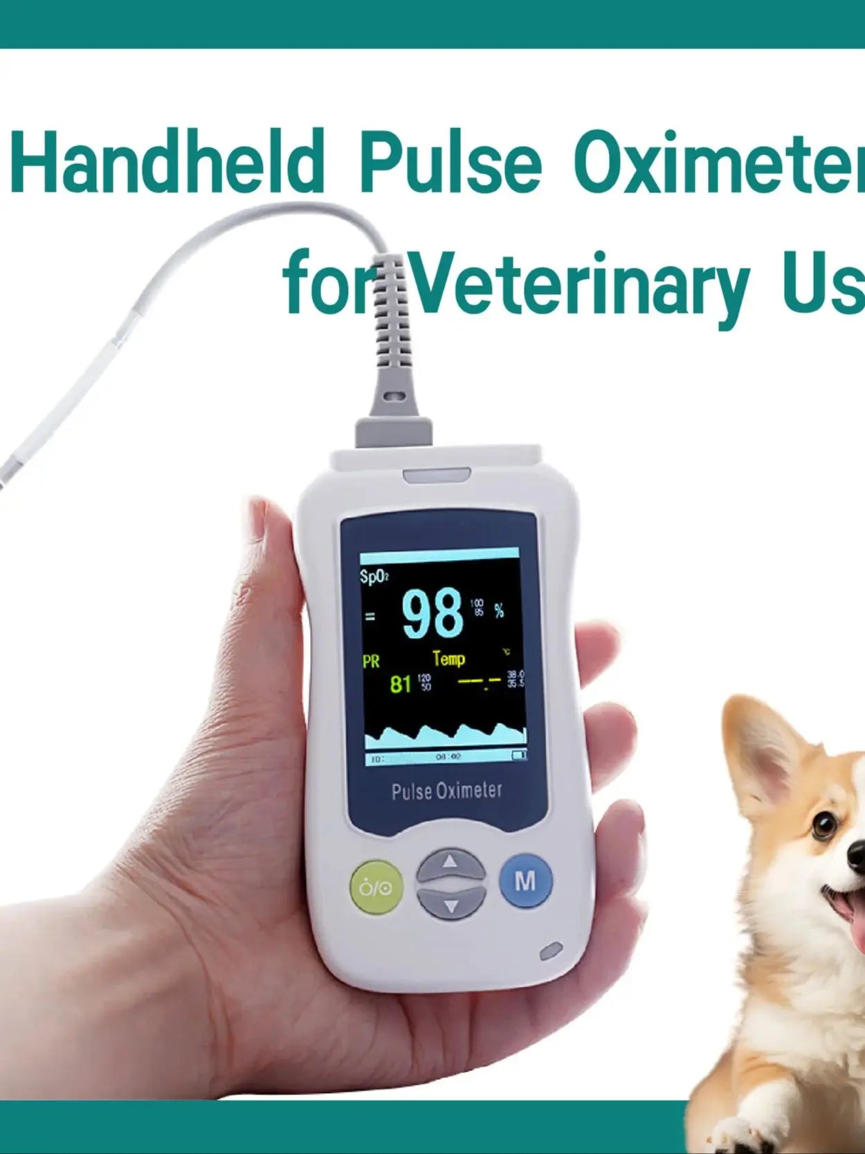Handheld Pulse Oximeter Monitor for Pulse Rate and Oxygen Saturation Veterinary Medical SPO2 and PR, pet clinic equipment