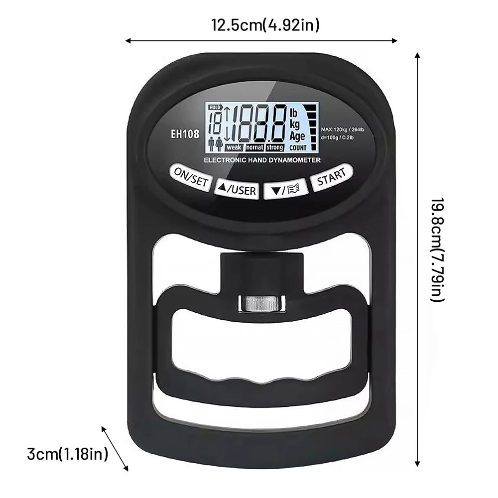 265Lbs/120Kg Digital Hand Dynamometer Grip Grip Strength Tester with LCD Screen for Forearm Training Finger Power Weightlifting