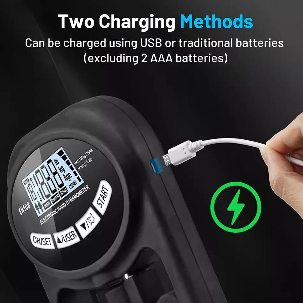 265Lbs/120Kg Digital Hand Dynamometer Grip Grip Strength Tester with LCD Screen for Forearm Training Finger Power Weightlifting