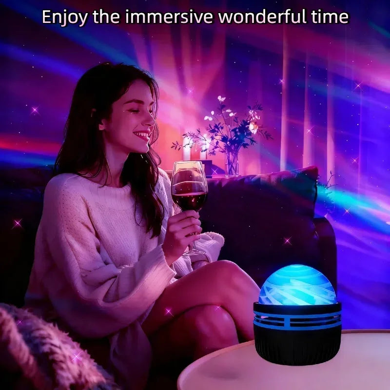 LED Ocean Wave Starry Sky Projector Lamp 1pc 7 Colors Remote Control USB Powered for Kids Room Bedroom Party Ambient Light
