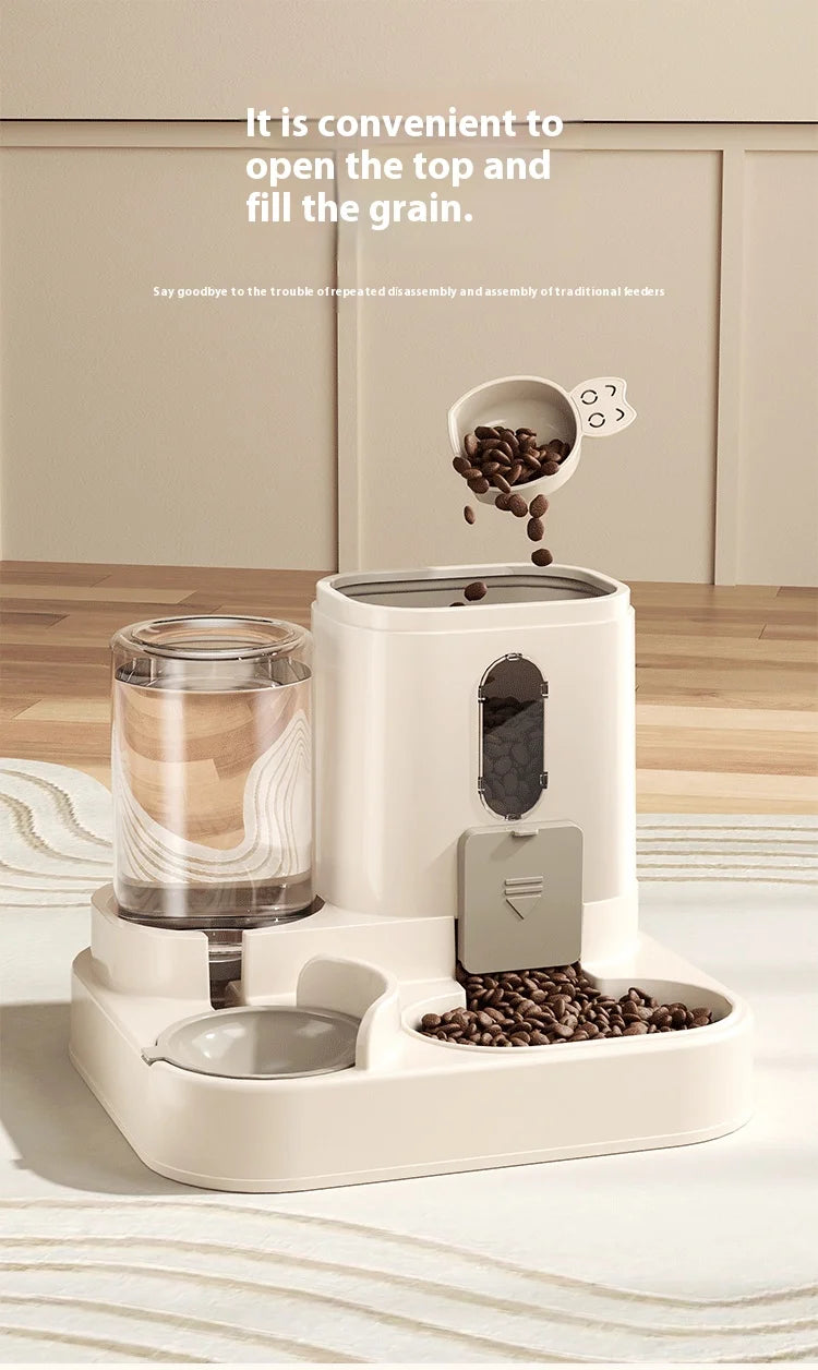 Automatic Dog Cat Feeder and Water Dispenser Gravity Food Feeder and Waterer Set with Pet Food Bowl Universal Pet Products
