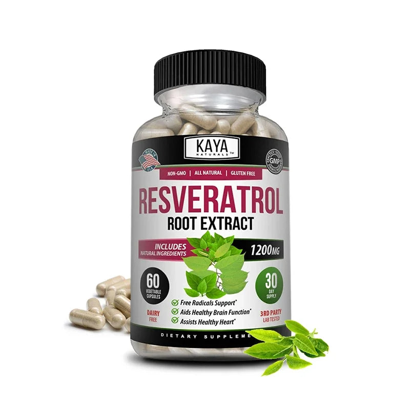 Resveratrol Capsules - Antioxidant Supplement to Support Circulatory Health and Overall Wellness - Non-GMO