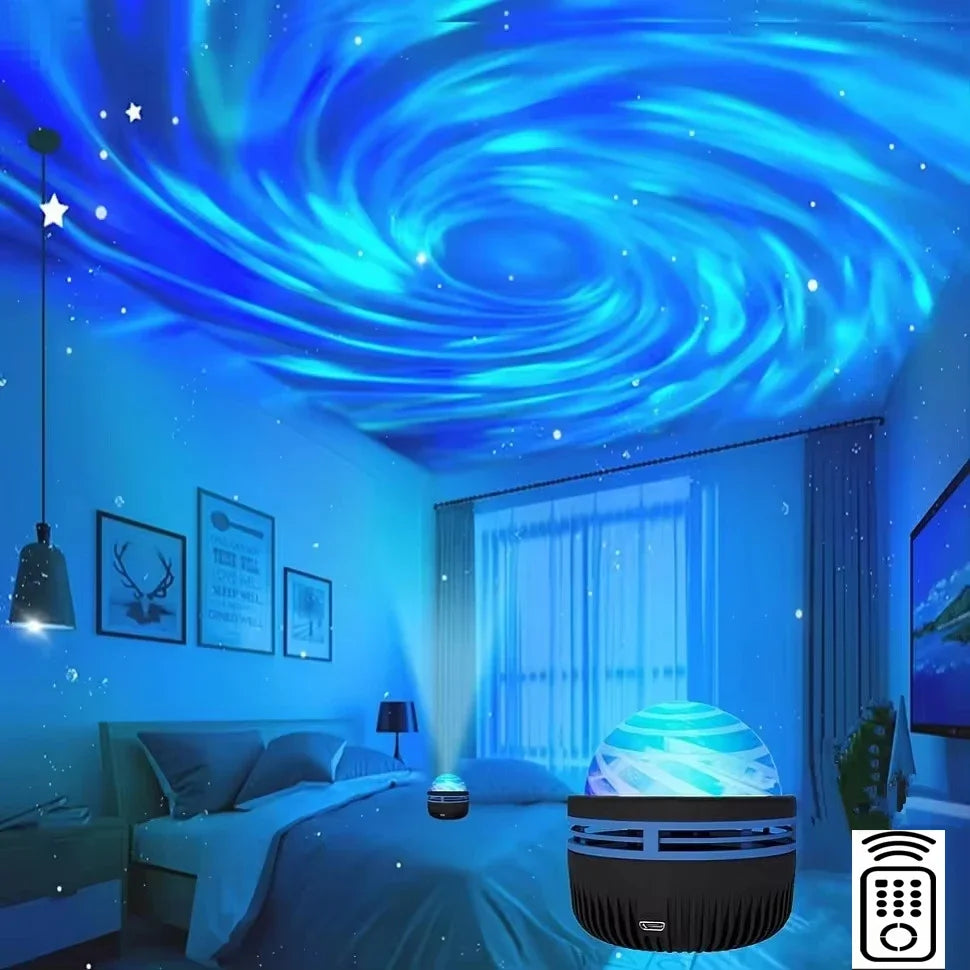 LED Ocean Wave Starry Sky Projector Lamp 1pc 7 Colors Remote Control USB Powered for Kids Room Bedroom Party Ambient Light