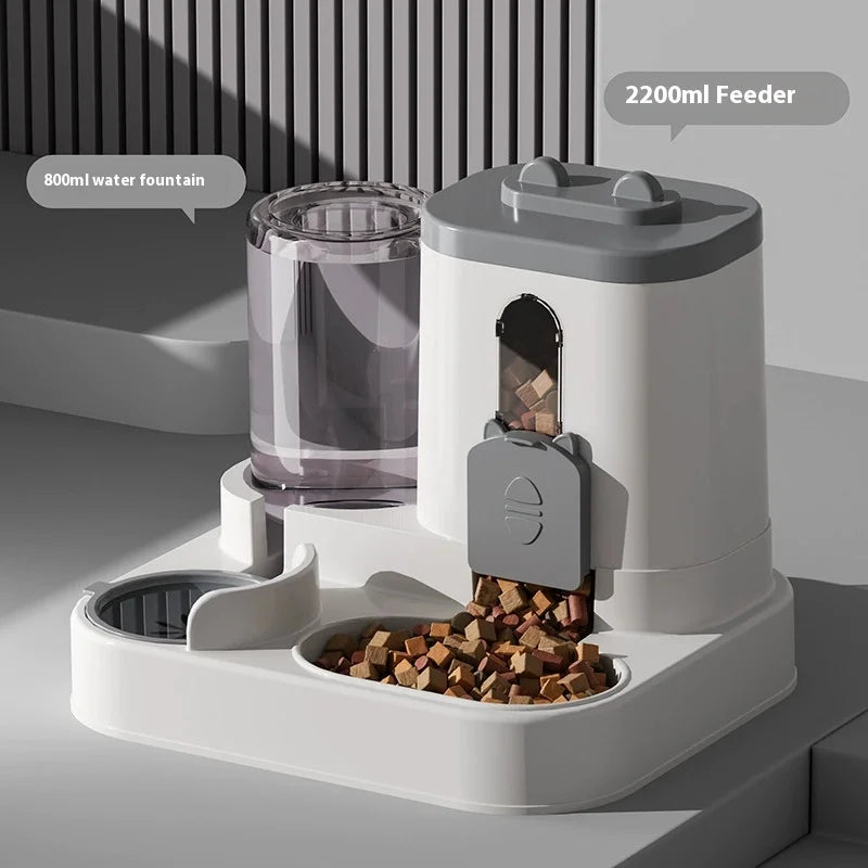 Automatic Dog Cat Feeder and Water Dispenser Gravity Food Feeder and Waterer Set with Pet Food Bowl Universal Pet Products
